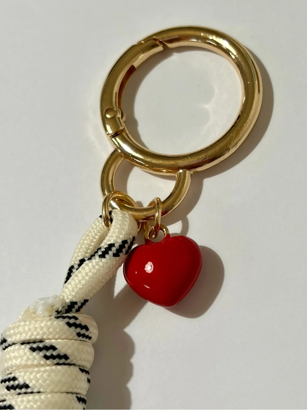 Grad Bubble Letter Bag/Key Charm In Gold And Red Enamel